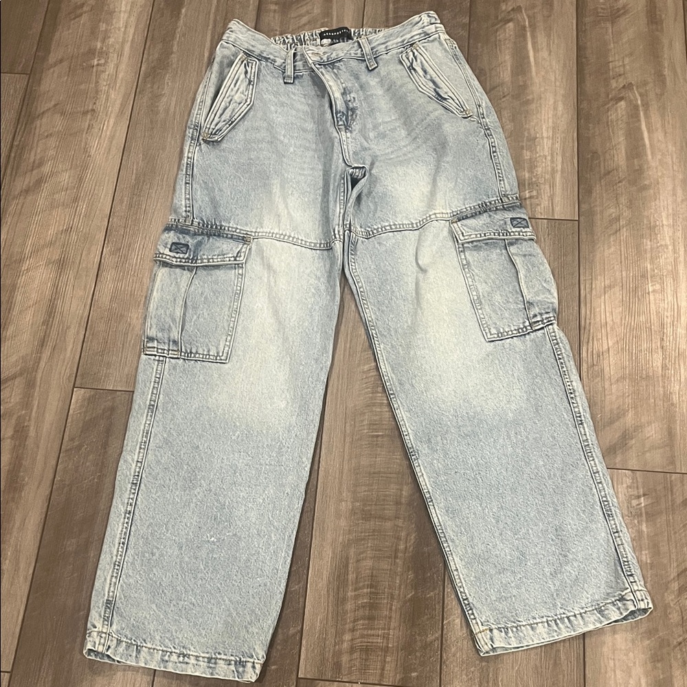 Aeropostale Men's Washed Blue Cargo Pants